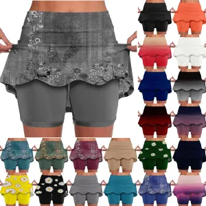 Athletic Skorts for Woman, Skorts for Curvy Women Dressy Skirts Tummy Control High Waisted Skirts with Shorts Underneath