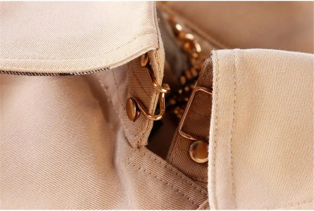 Autumn Winter Women's Trench Coat with Belt Buckle Slim Fit Double Breasted Outerwear