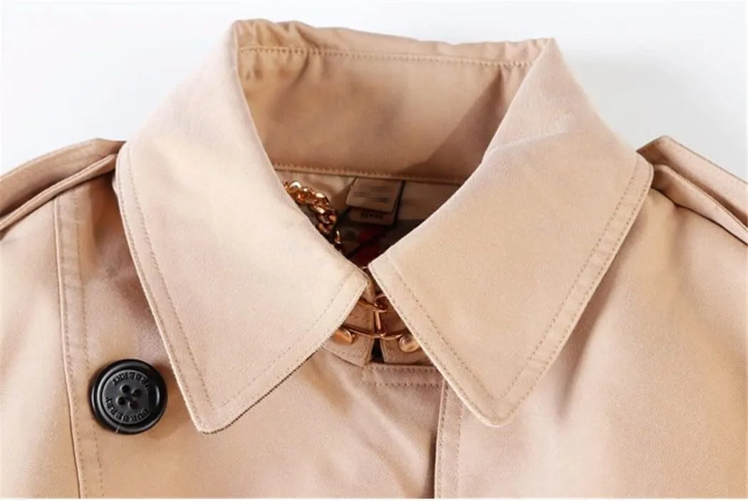 Autumn Winter Women's Trench Coat with Belt Buckle Slim Fit Double Breasted Outerwear