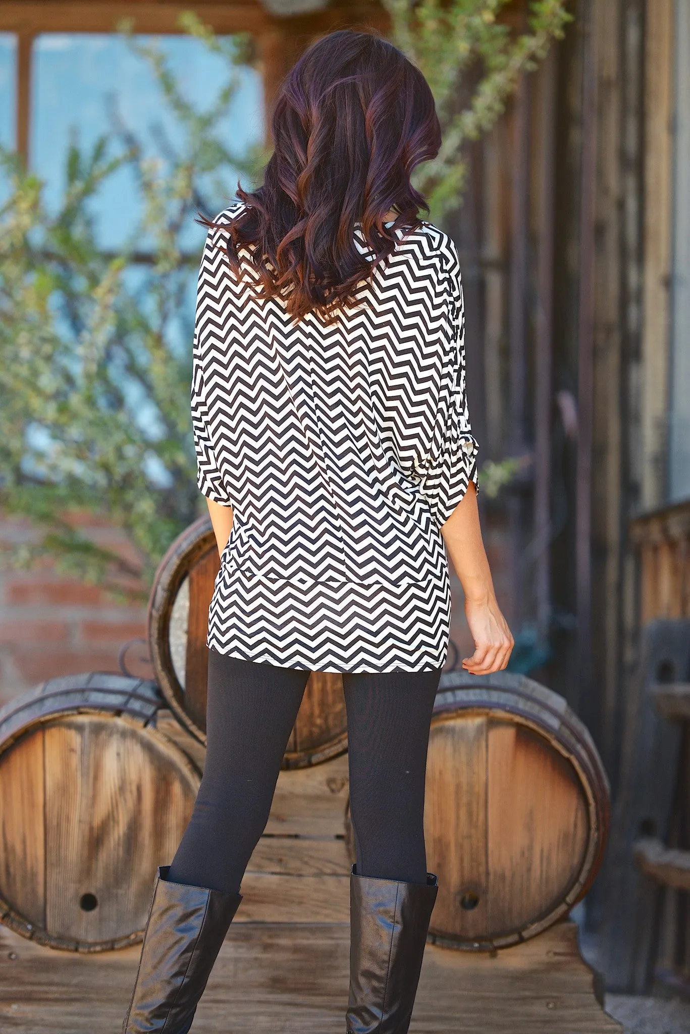 Bold And Determined Zig Zag Tunic - Black