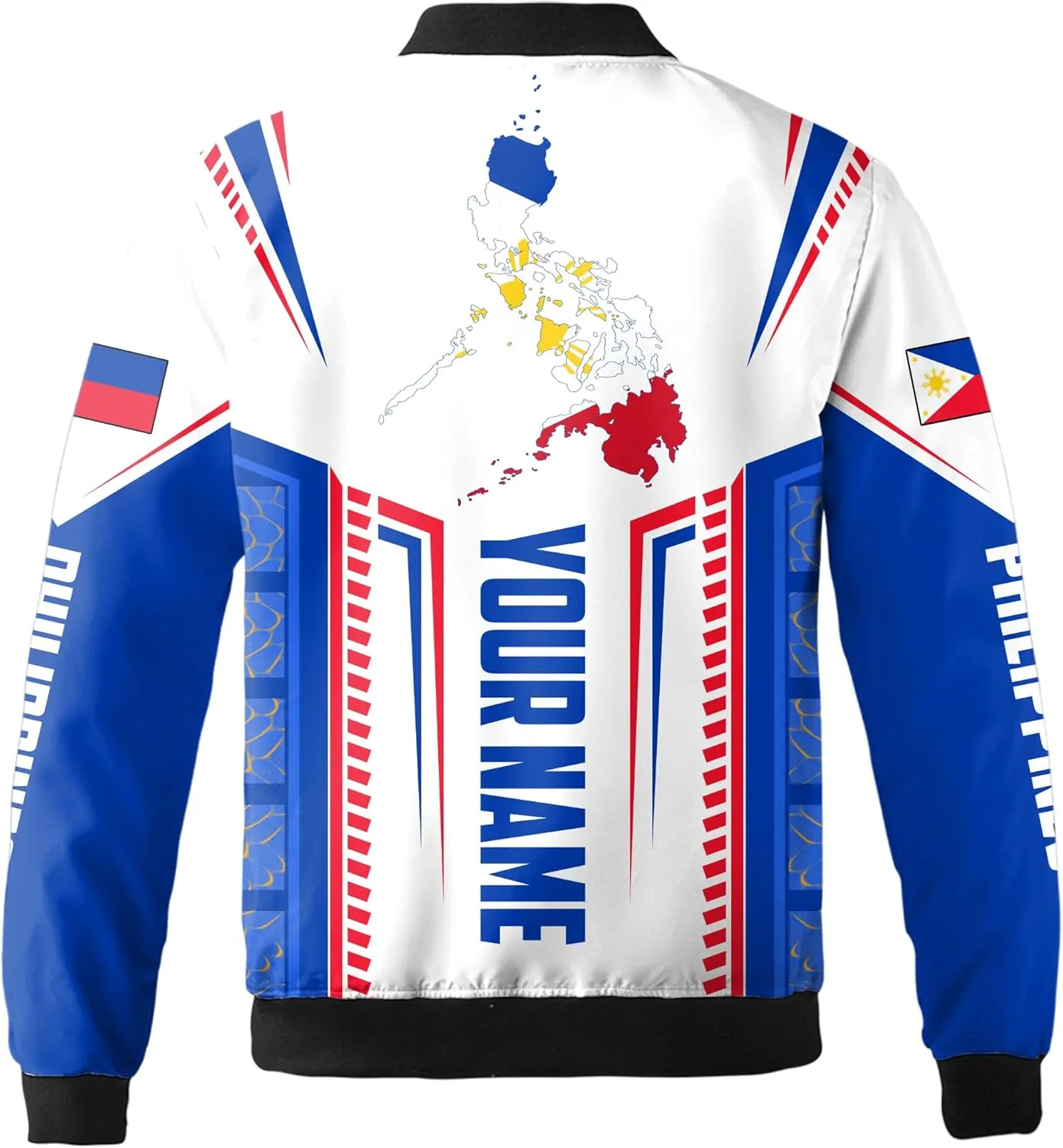 Camelliaa Shop Personalized Philippines Flag AOP Bomber Jacket Casual Bomber S-5XL, Philippines Jacket For Men