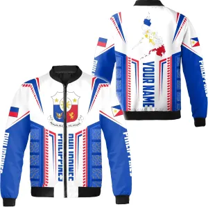 Camelliaa Shop Personalized Philippines Flag AOP Bomber Jacket Casual Bomber S-5XL, Philippines Jacket For Men