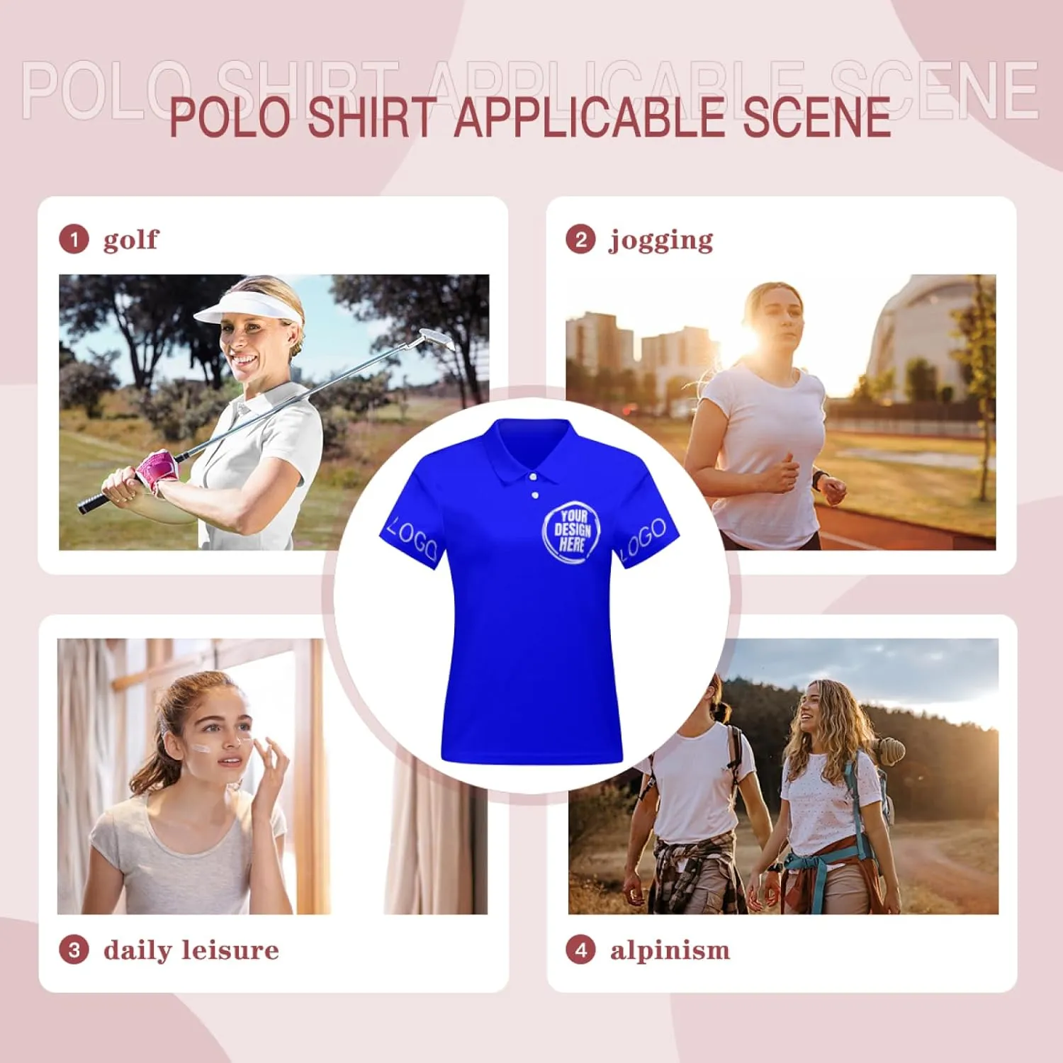Custom Polo Shirts for Women Customize Your Text Custom Company Logo Personalized Short Sleeve for Sports