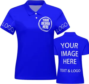 Custom Polo Shirts for Women Customize Your Text Custom Company Logo Personalized Short Sleeve for Sports
