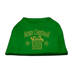 Golden Christmas Present Dog Shirt Emerald Green Sm (10)