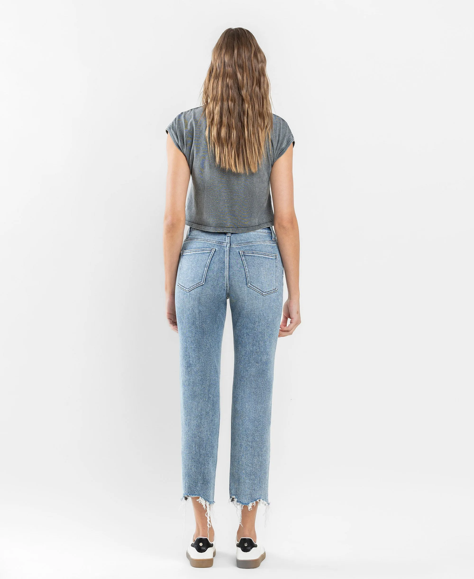 High Rise Cropped Straight Jeans