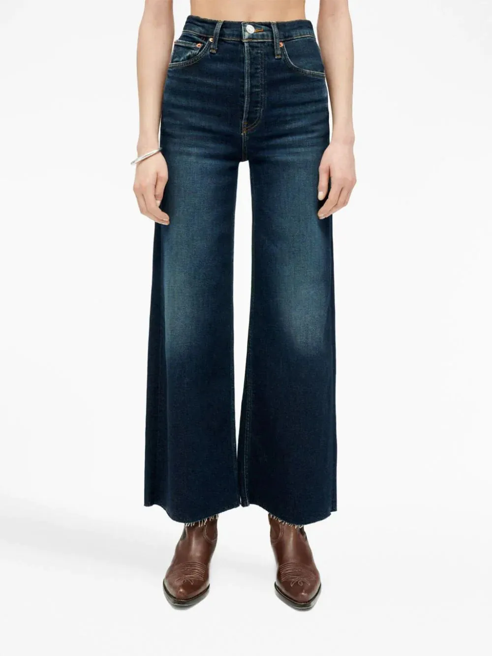 High Rise Wide Leg Cropped Jeans