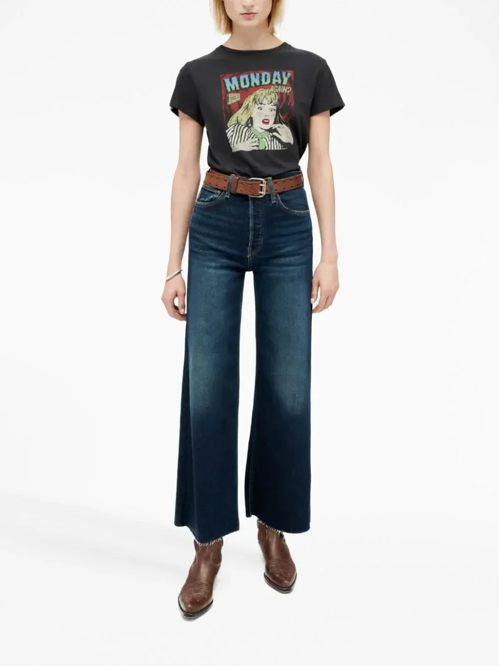 High Rise Wide Leg Cropped Jeans
