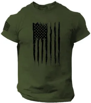Independence Day Men's Shirt American Button Up Short Sleeve Shirt Crewneck 4 of July Quick Dry Tops