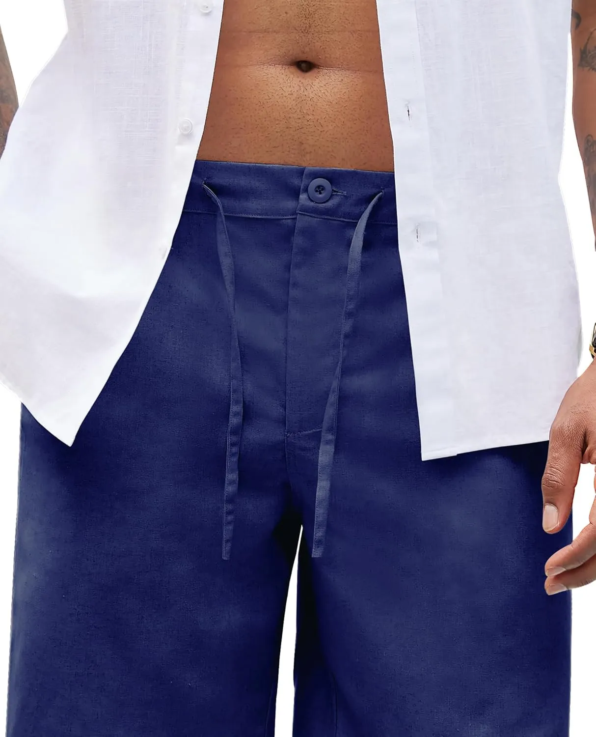 Linen Pants for Men - Casual Wide Leg Beach & Lounge Pants with Pockets
