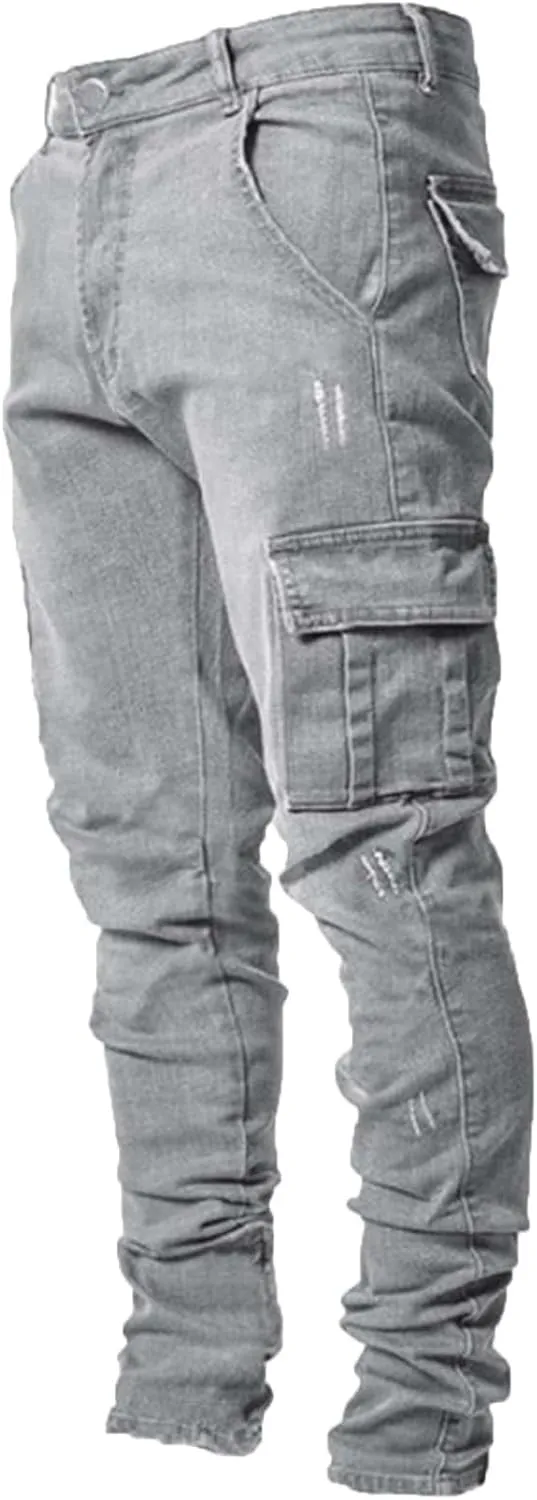Mens Jeans Relaxed Fit  Straight Leg Stretch Jeans for Men Ultimate Comfort Superflex Pants Full Length Pants Jeans