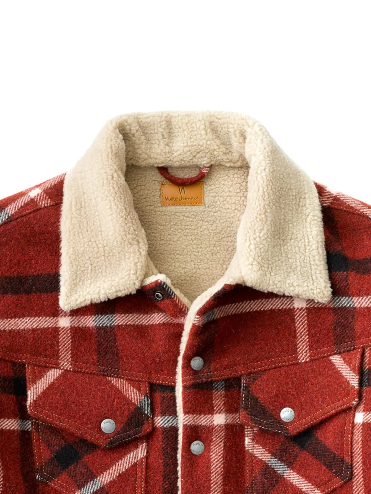 Nudie Jeans Lenny Wool Check Ruby