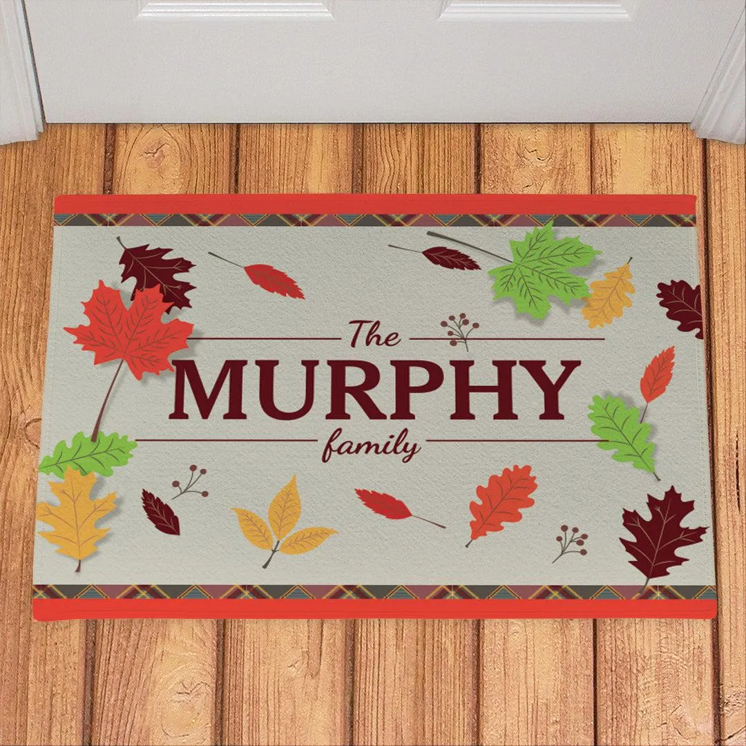 Personalized Fall Leaves Doormat