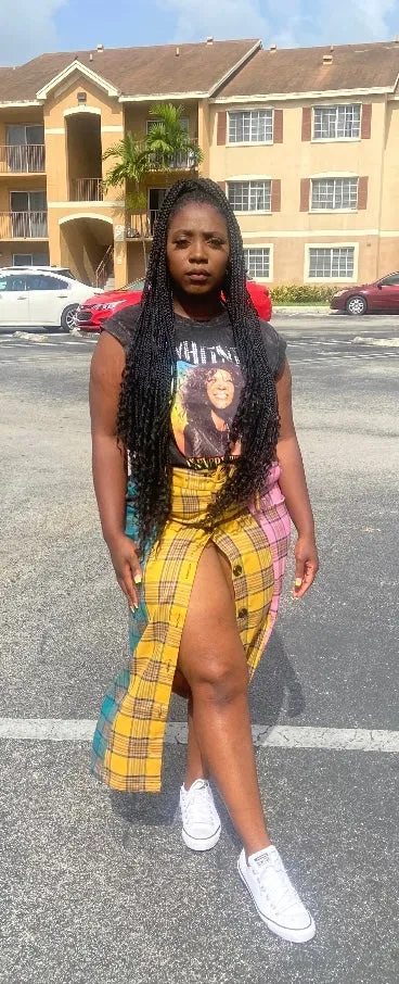 Plaid Color Block Skirt