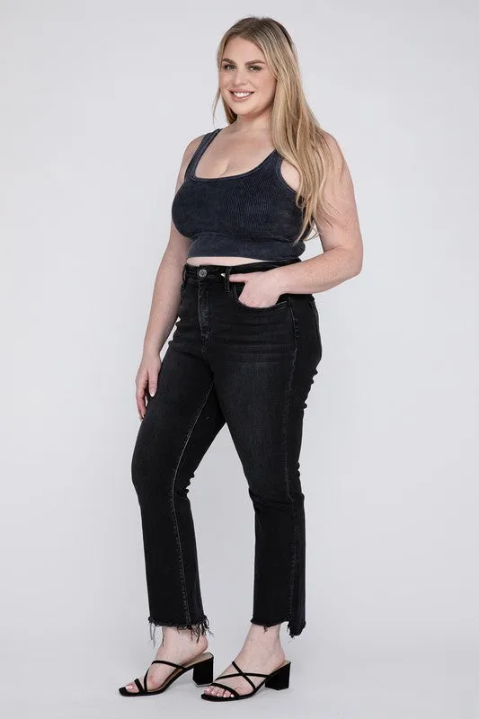 Plus Size High Rise Crop Flare Jeans