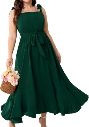 Plus Size Wedding Guest Dress Square Neck Ruffle A Line Elegant Bridesmaid Formal Cocktail Party Dresses for Women