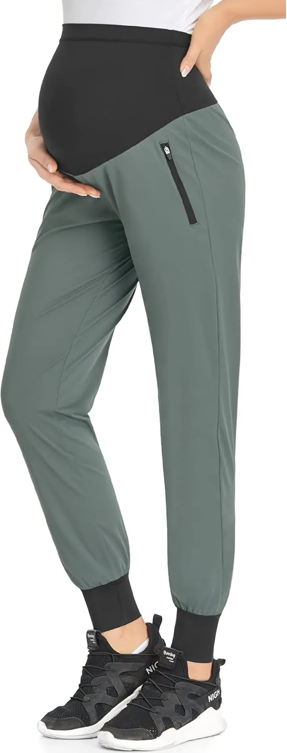 POSHGLAM Women's Maternity Joggers Casual Scrub Pants Quick-Dry Lightweight Active Pants