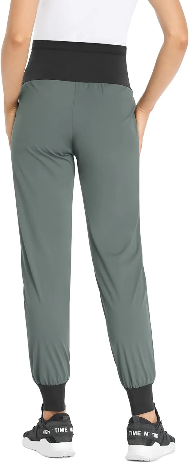 POSHGLAM Women's Maternity Joggers Casual Scrub Pants Quick-Dry Lightweight Active Pants