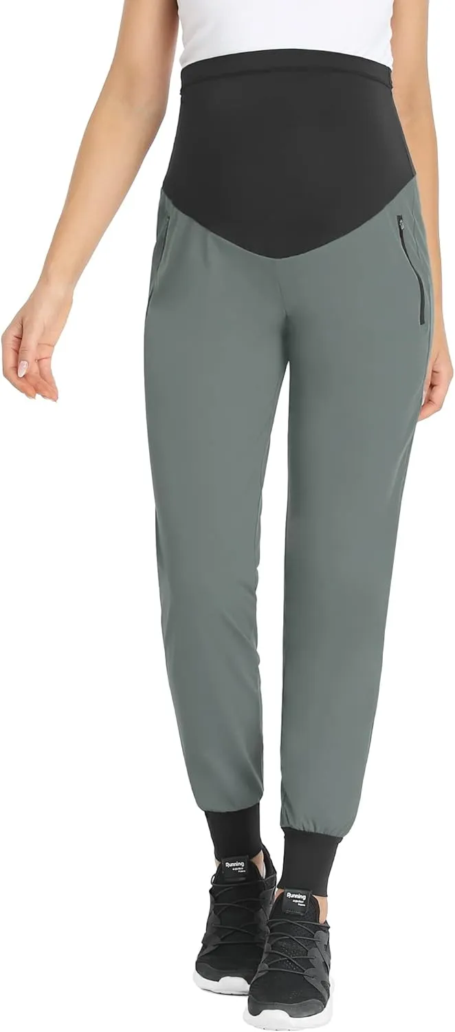 POSHGLAM Women's Maternity Joggers Casual Scrub Pants Quick-Dry Lightweight Active Pants