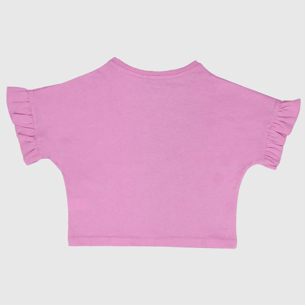 Ruffled Sleeved Cropped T-Shirt