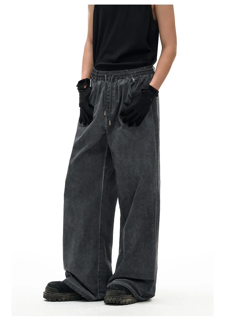 Stain dyed loose straight leg casual pants