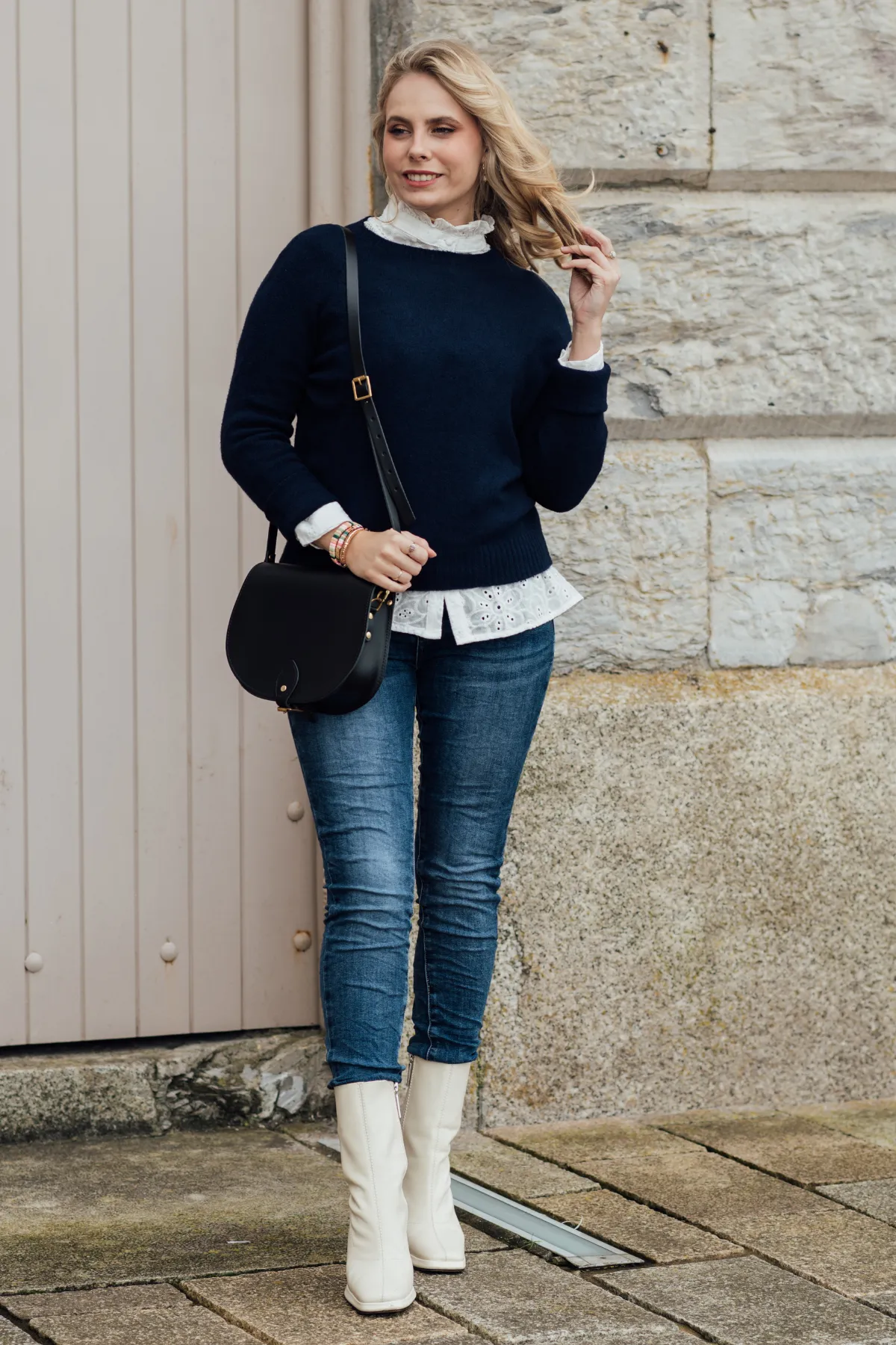 Susie Classic Crew Knit | Navy