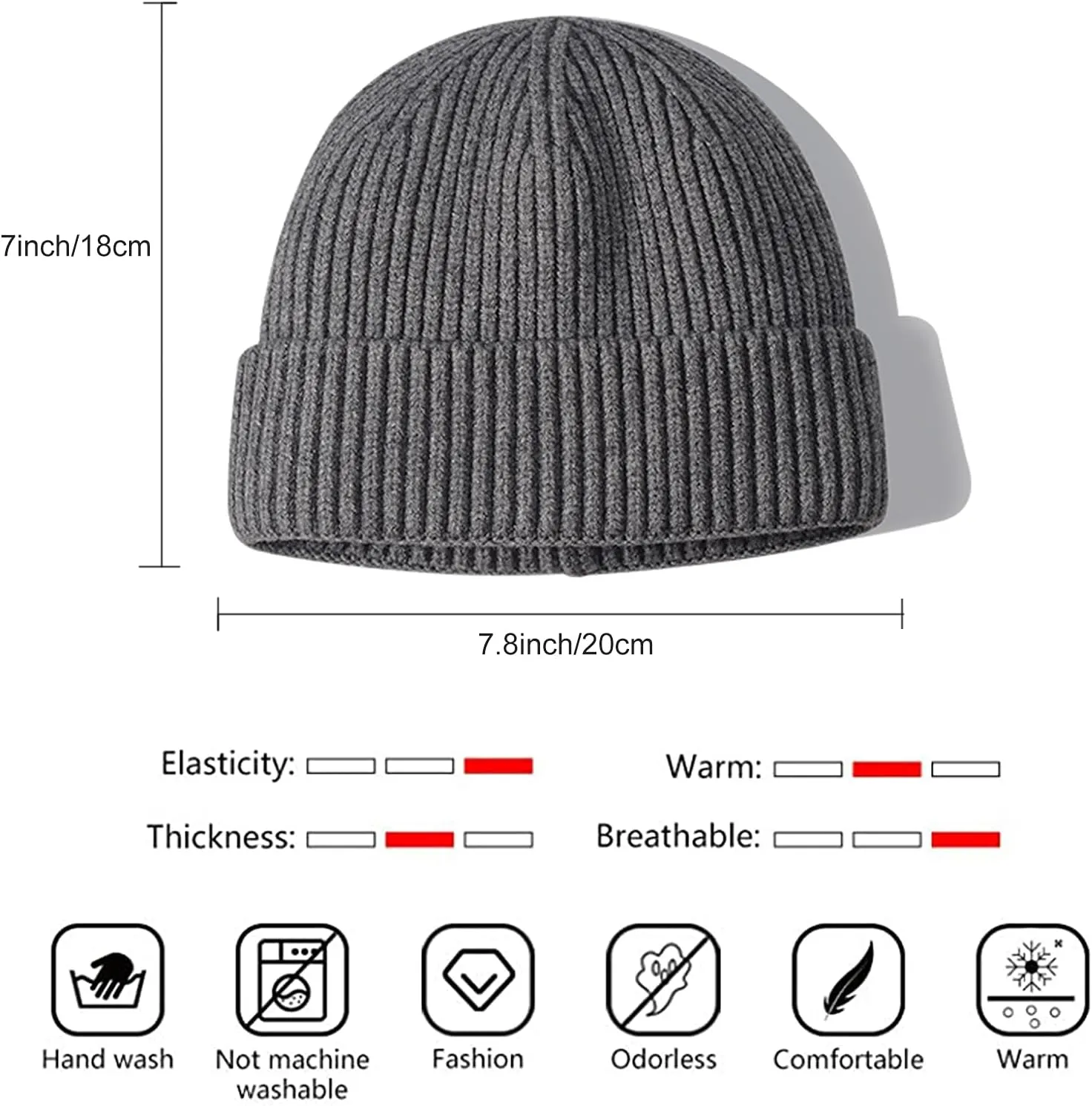 Trawler Beanie Watch Hat Roll-up Edge,Fisherman Ski Winter Warm Knit Caps Unisex