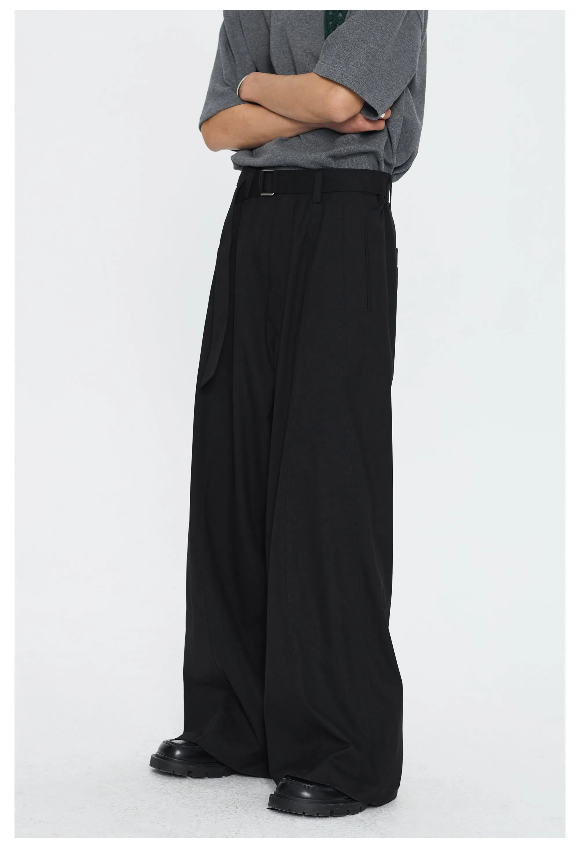Waistband Wide Leg Casual Pants