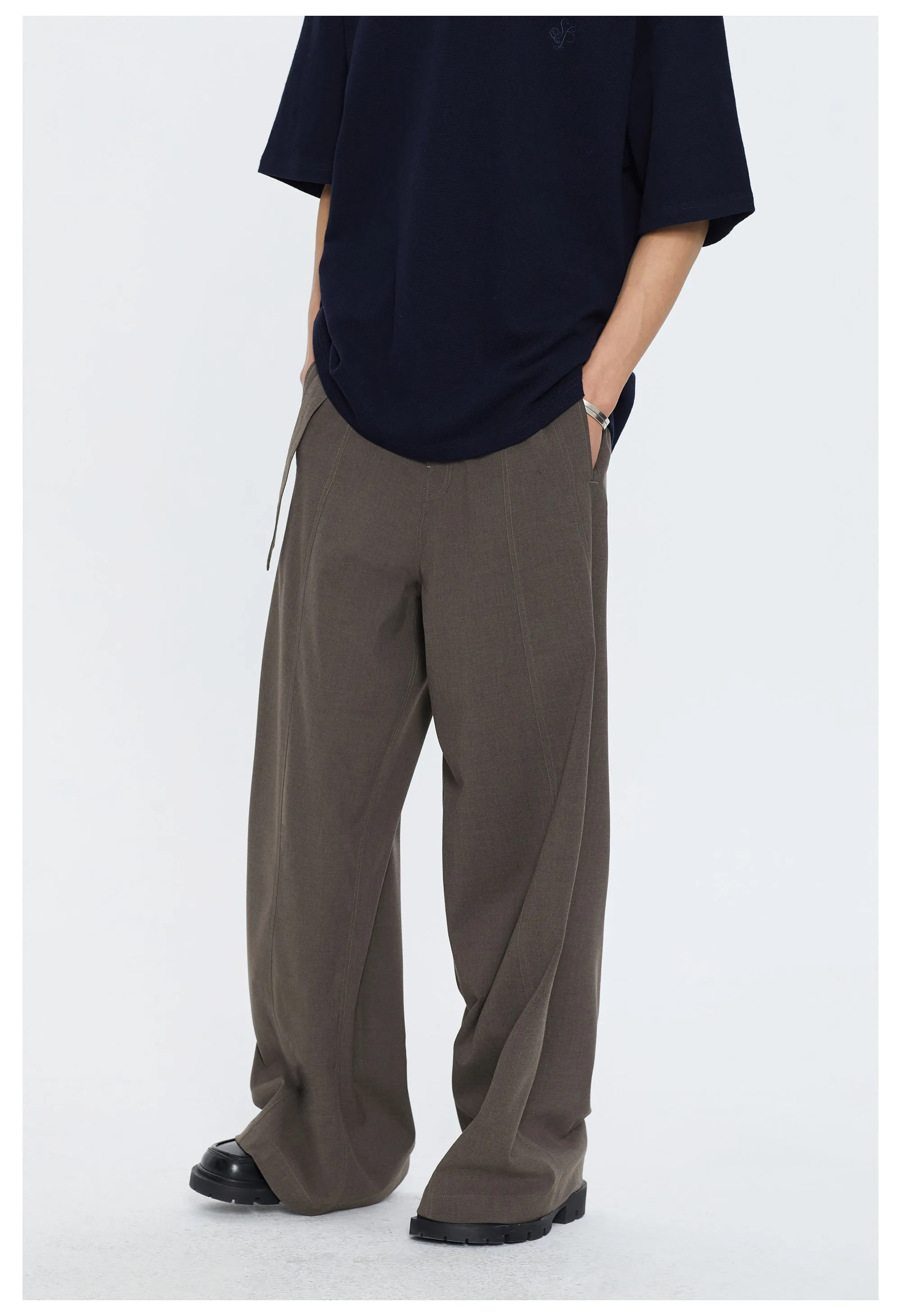 Waistband Wide Leg Casual Pants
