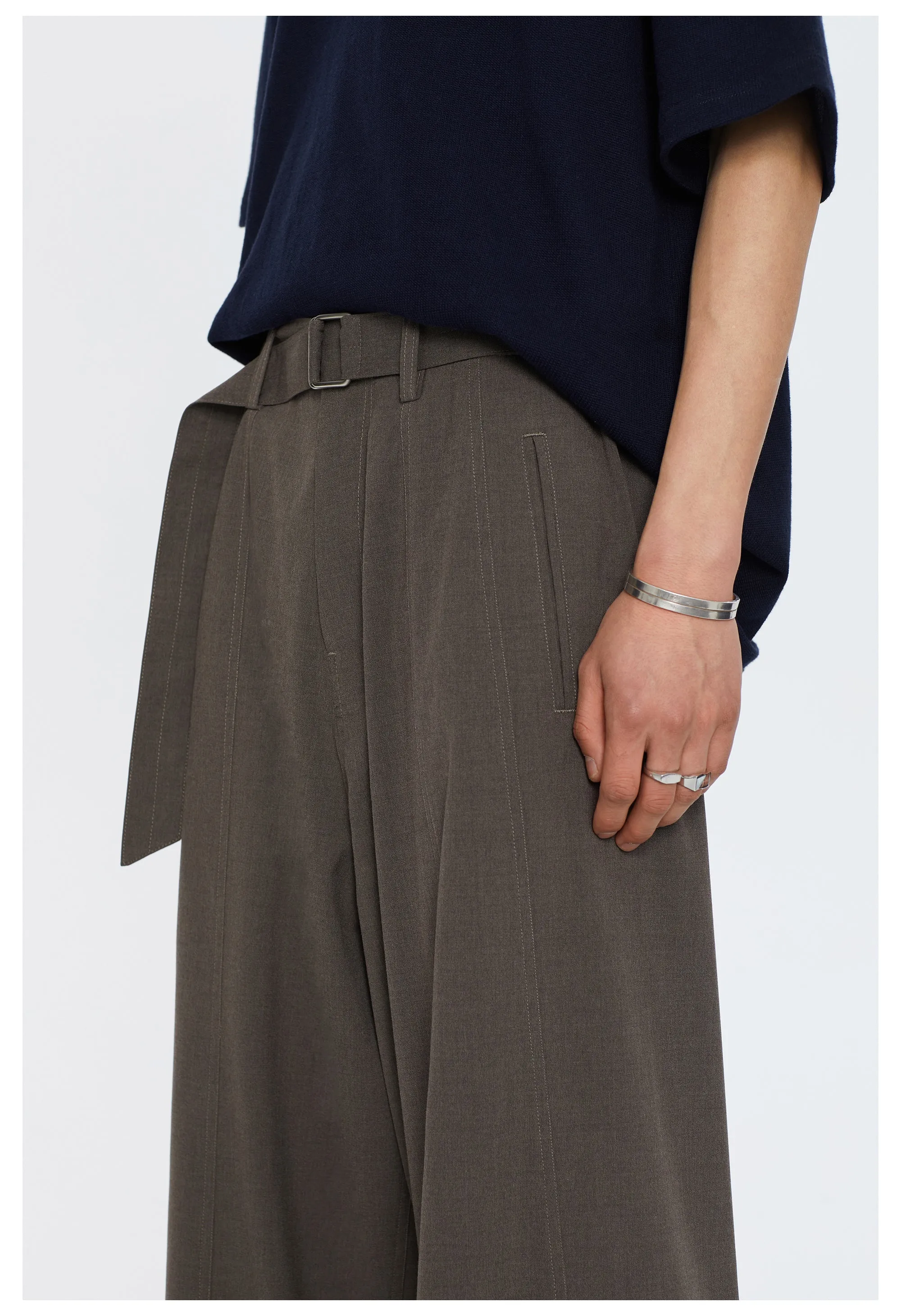 Waistband Wide Leg Casual Pants