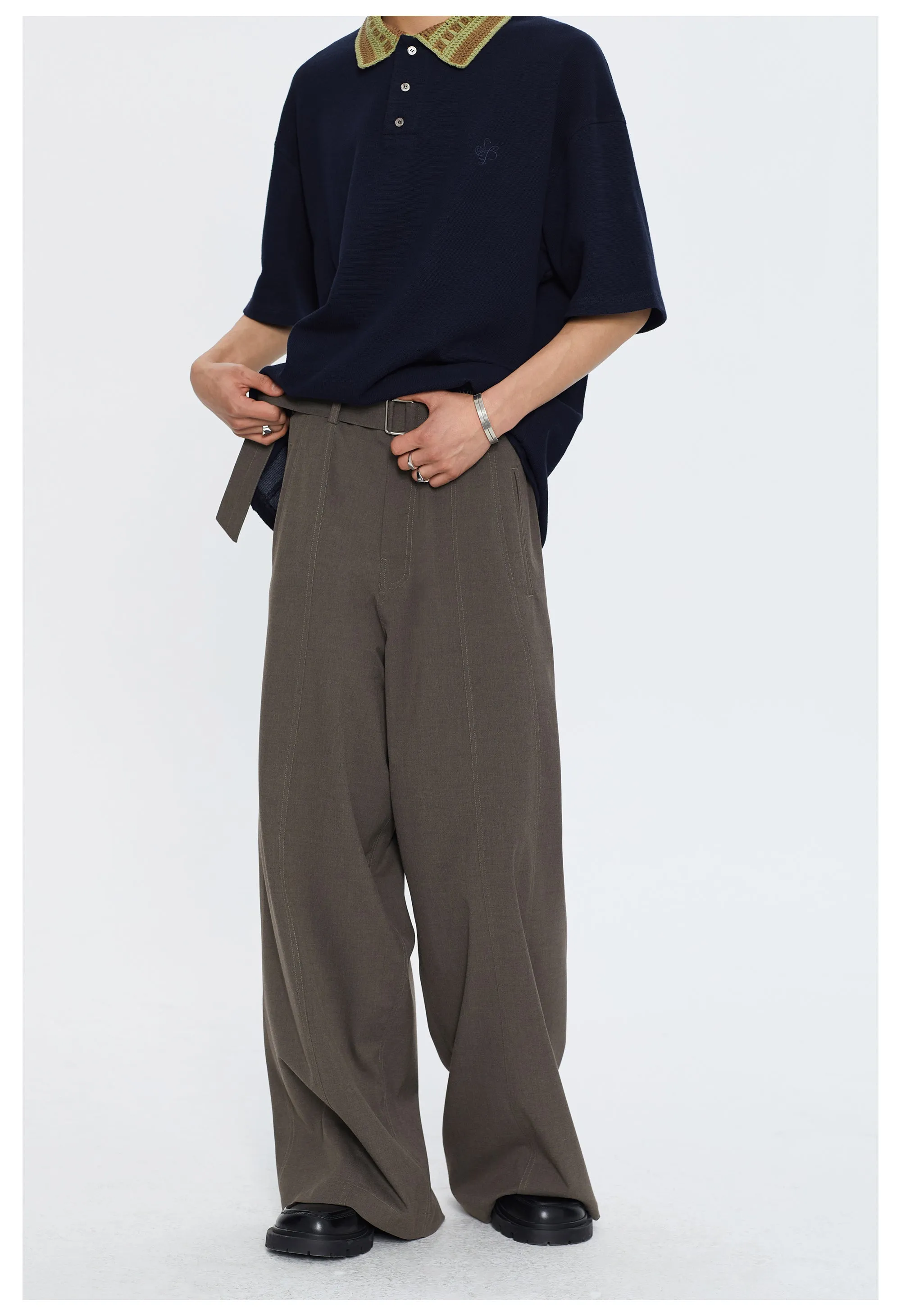 Waistband Wide Leg Casual Pants