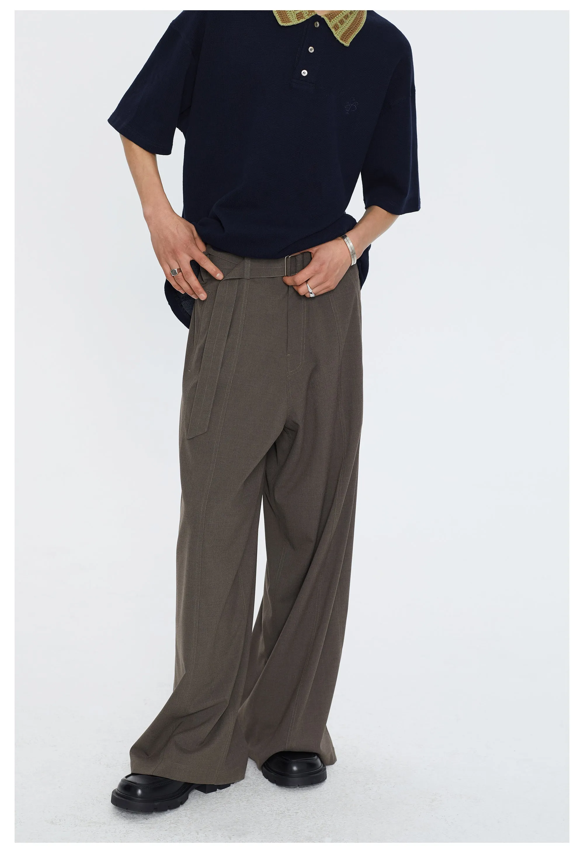 Waistband Wide Leg Casual Pants