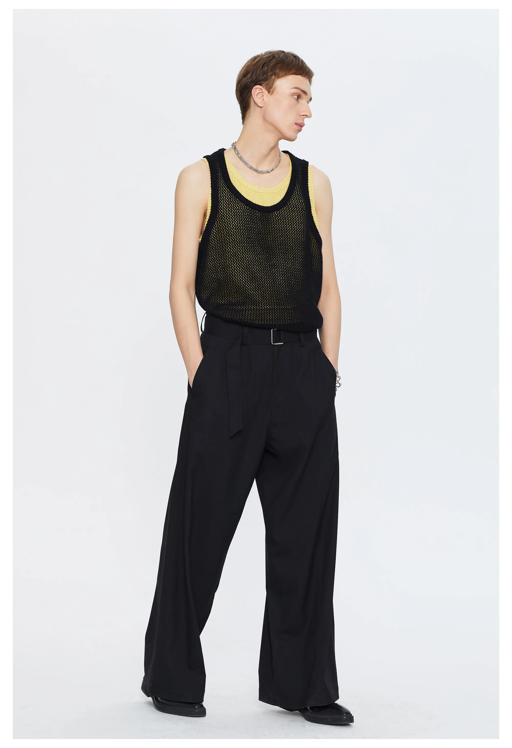 Waistband Wide Leg Casual Pants