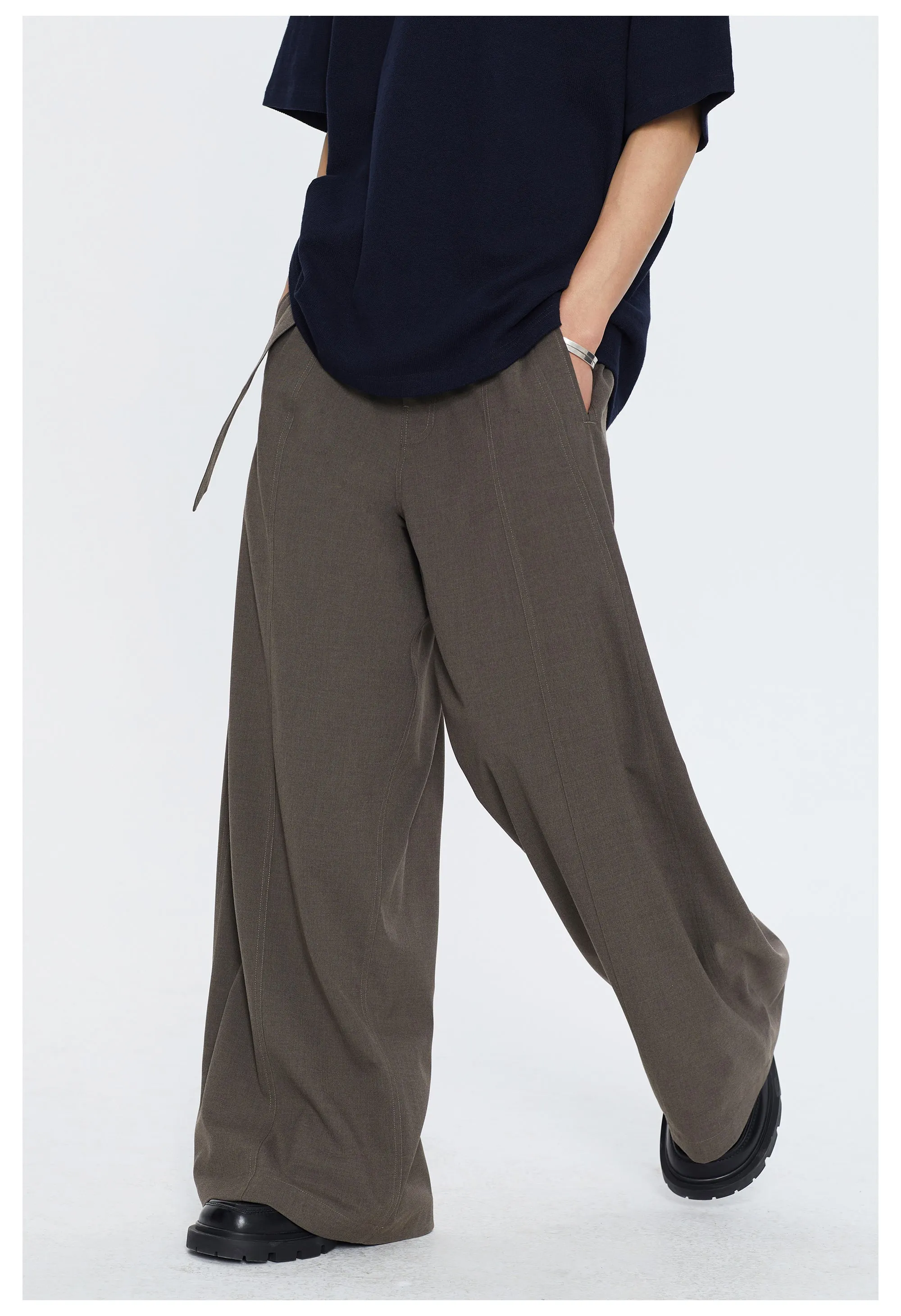 Waistband Wide Leg Casual Pants