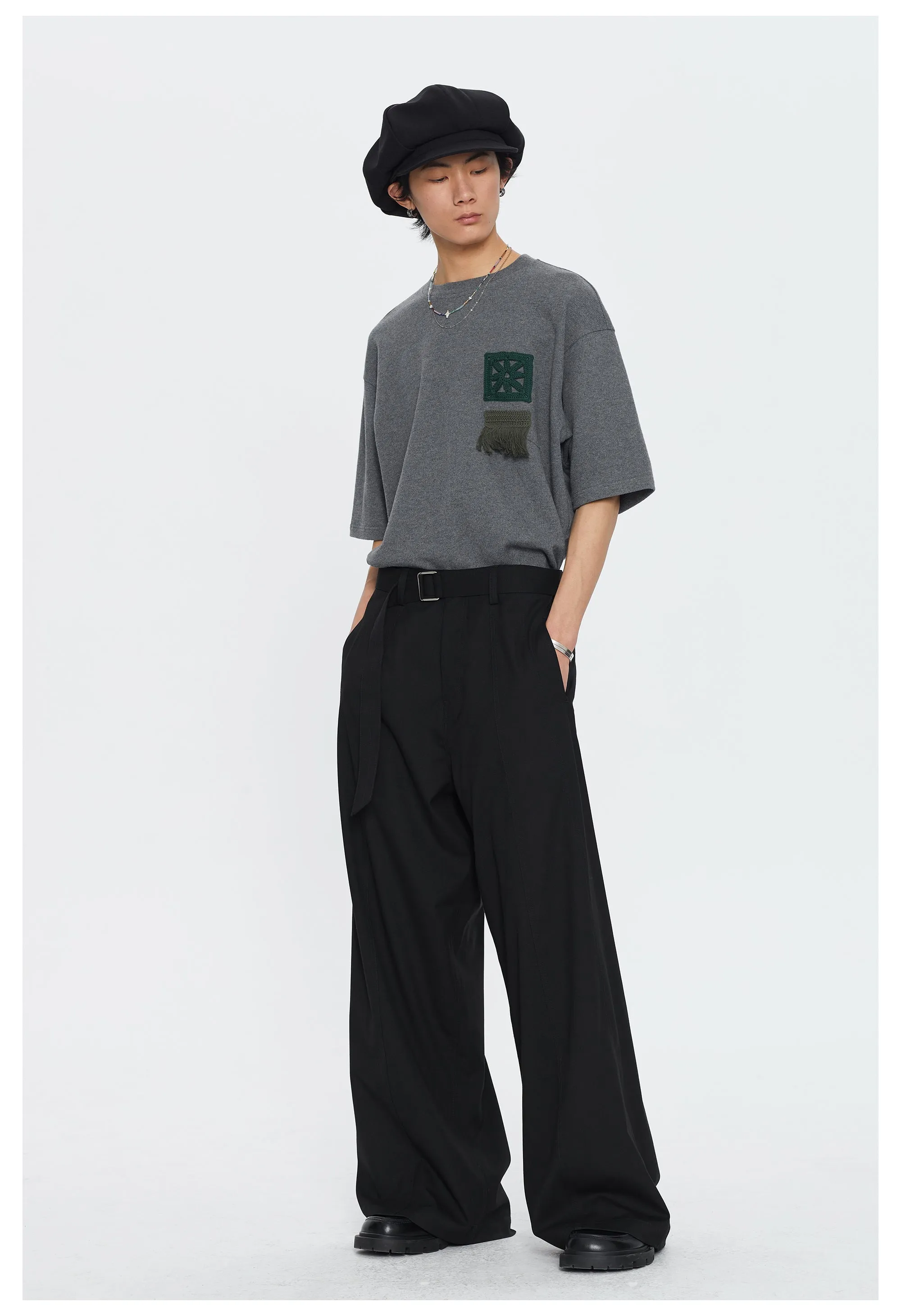 Waistband Wide Leg Casual Pants