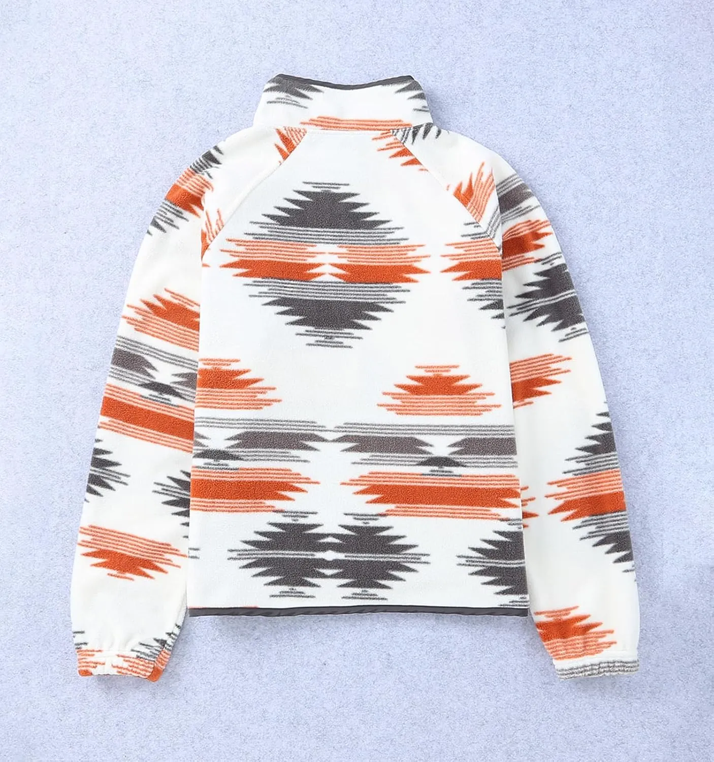Women's Fleece Jacket Vintage Aztec Print Snap Button Down Casual Long Sleeve Shacket Coats Shirt with Pockets