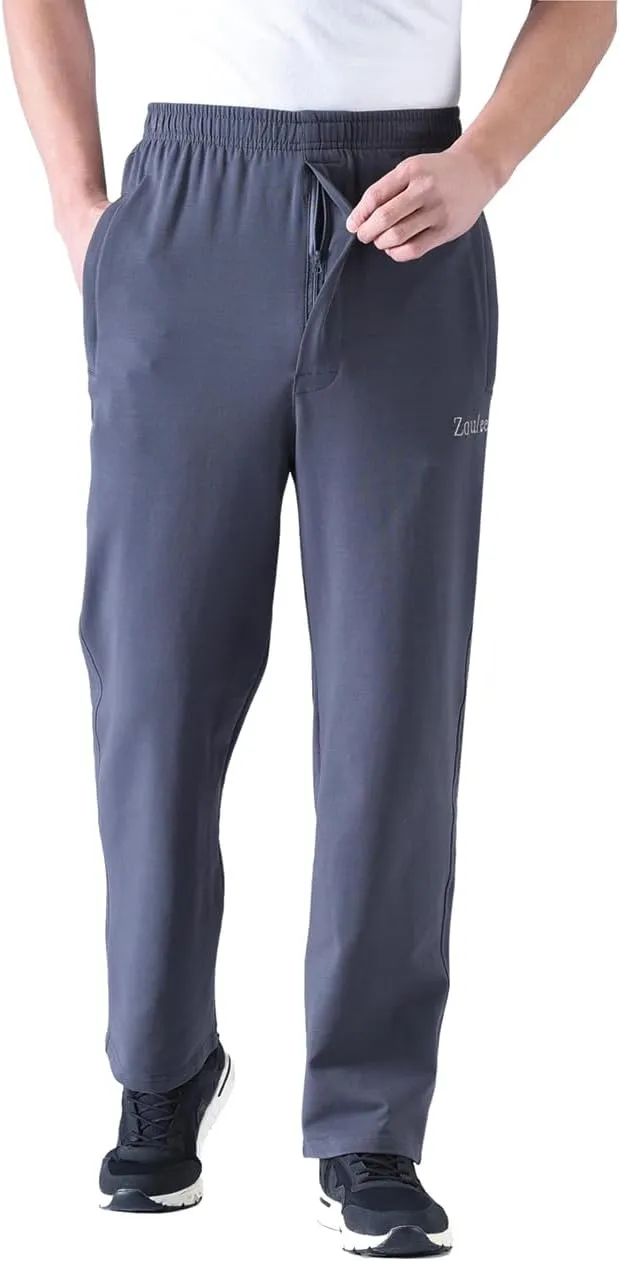 Zoulee Men's Casual Cotton Jogger Sweatpants Zipper Front Pants
