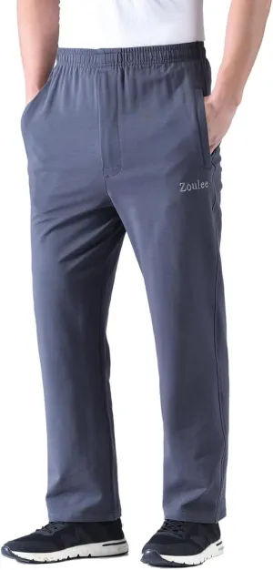 Zoulee Men's Casual Cotton Jogger Sweatpants Zipper Front Pants